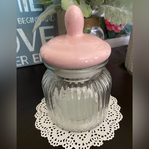 🆕💘 PINK HEART LID DECORATIVE GLASS CANDY & TRINKET JAR. BRAND NEW! - Picture 3 of 11